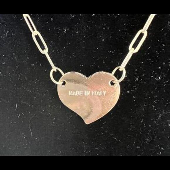 Prada Milano Gold Heart Logo Patch Pendant with Paperclip Necklace (PRXX030) - Picture 4 of 5